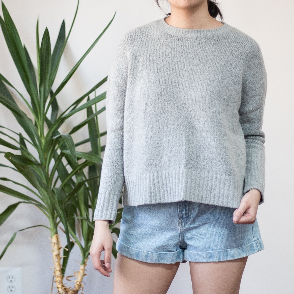 zara gray chunky oversized knit sweater